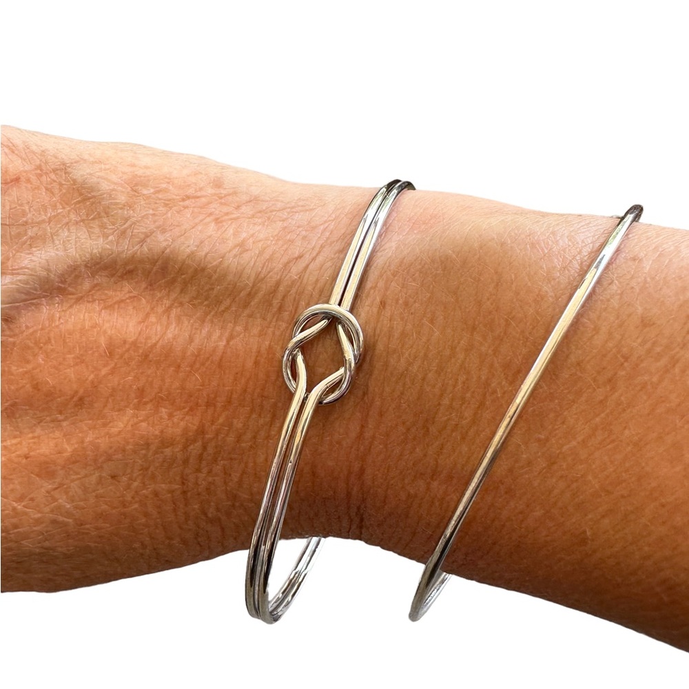 Silver Cuff Bangle Bracelet Set